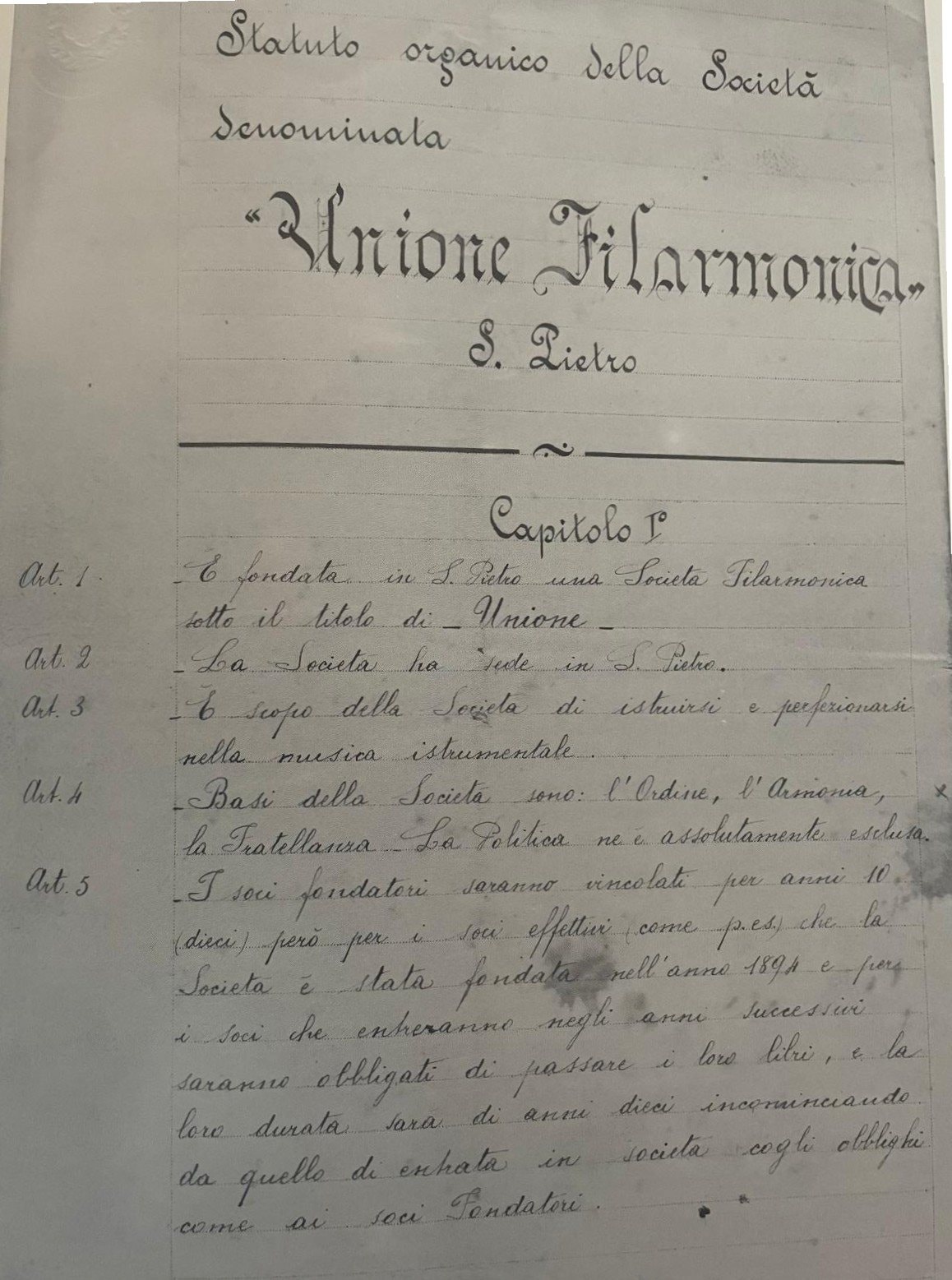 1921 Lo Statuto