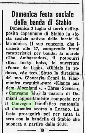 La Società  Filarmonica di Stabio e la Bandella