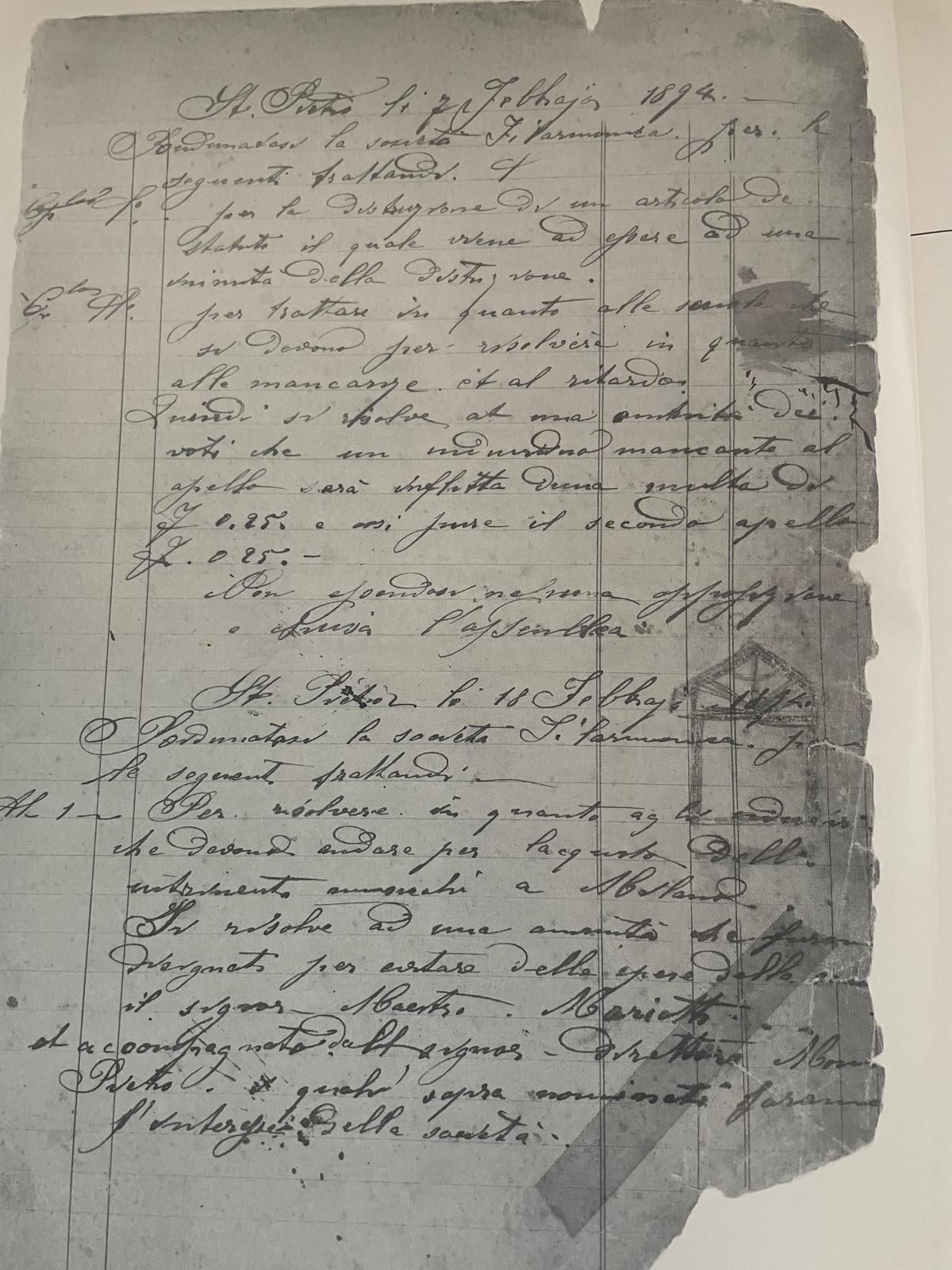 1894 Il Primo Verbale