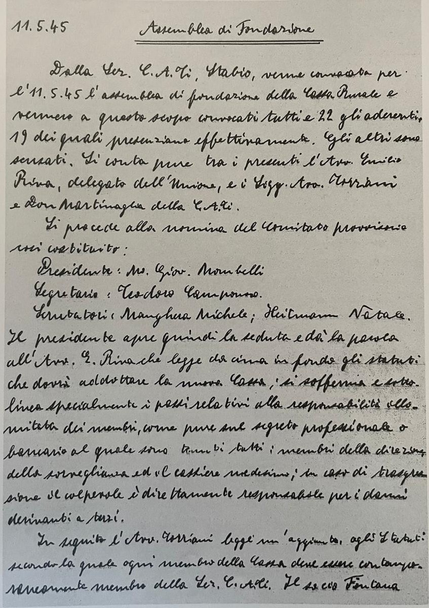 11.05.1945 Verbale Assemblea Fondazione Cassa Risparmio 1