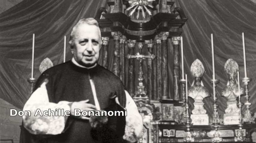 Don Achille Bonanomi dal 1912 cappellano e Prevosto  dal 1937 al  1967