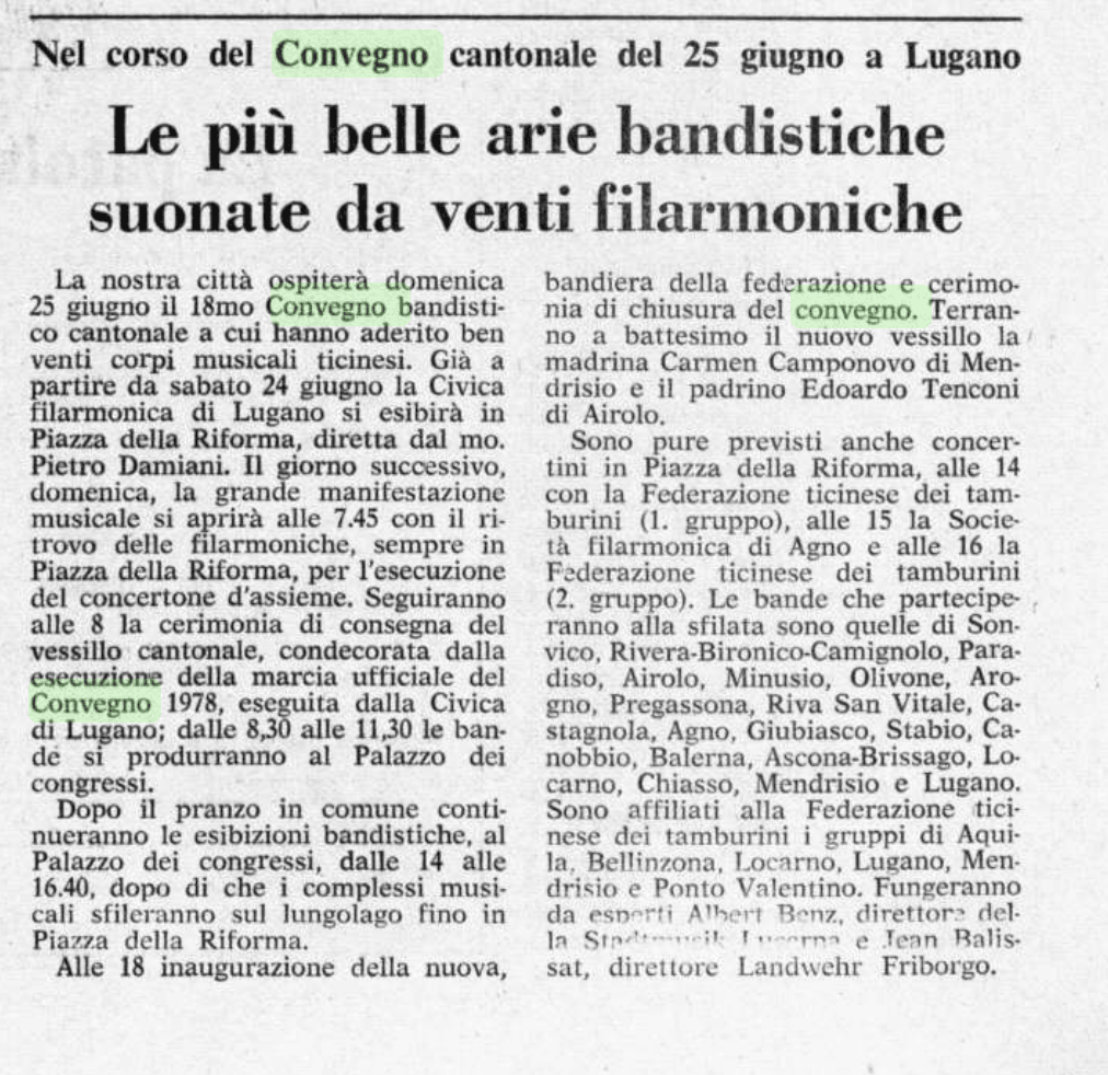 La Società  Filarmonica di Stabio e la Bandella