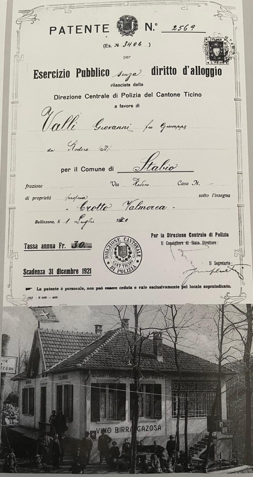 1920 Patente Esercizio Valli Giovanni, Grotto Valmorea