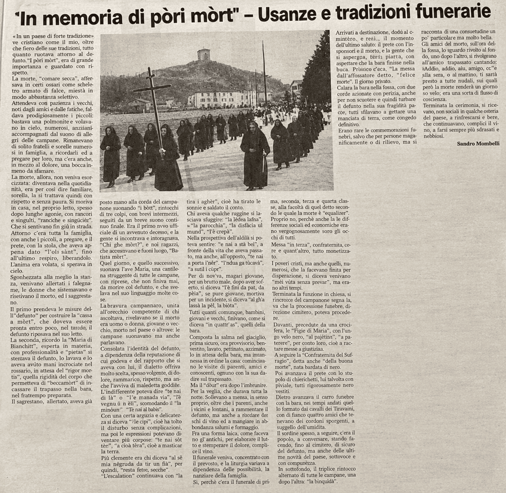 2026, In memoria di pòri mòrt. Di Sandro Mombelli
