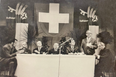 1970 Il Tavolo Presidenziale. Da sx. Renzo Mombelli, Pietro Fontana, Plinio Ceppi, Michele Manghera, Giacomo Pellandini, Giovanni Mombelli, Pietro Rusca