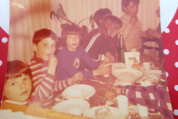 1975 Compleanno. Boris Albertini, Massimo Fontana, Antonello Realini, Pamela Castelletti, Luigi Robbiani